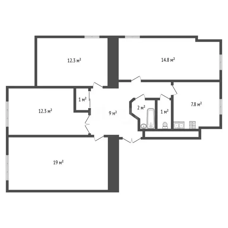 4-комнатная квартира: Санкт-Петербург, Московский проспект, 167 (82.1 ... - Фото 1