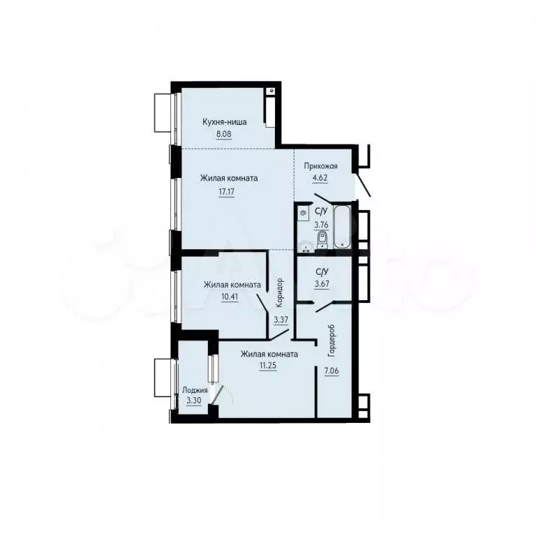 3-к. квартира, 71 м, 25/30 эт. - Фото 0