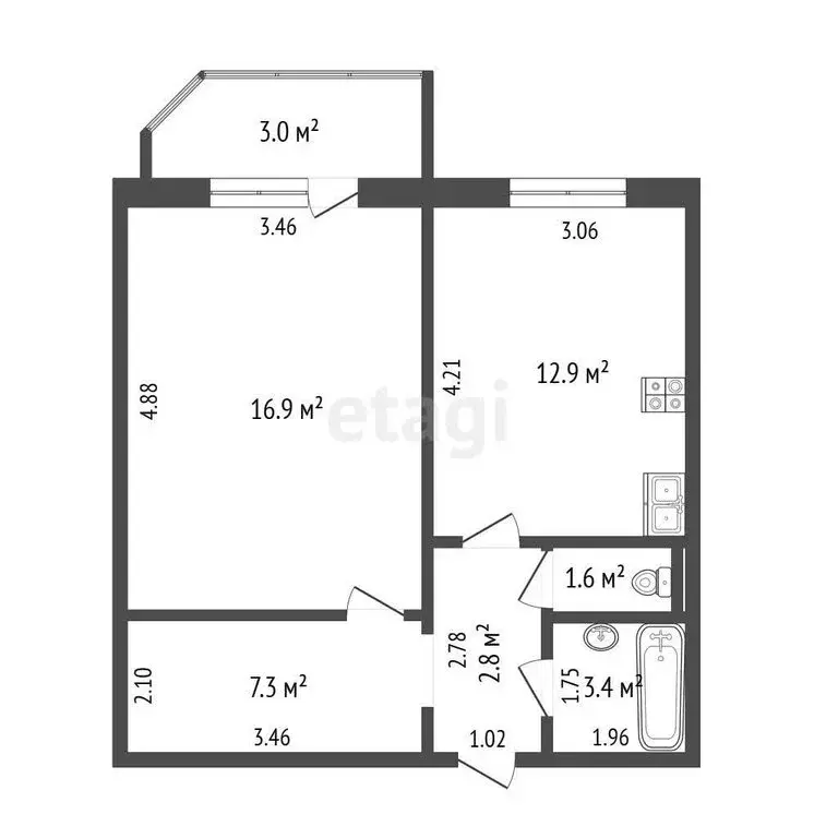 1-комнатная квартира: Тюмень, Широтная улица, 173к6 (45 м) - Фото 1