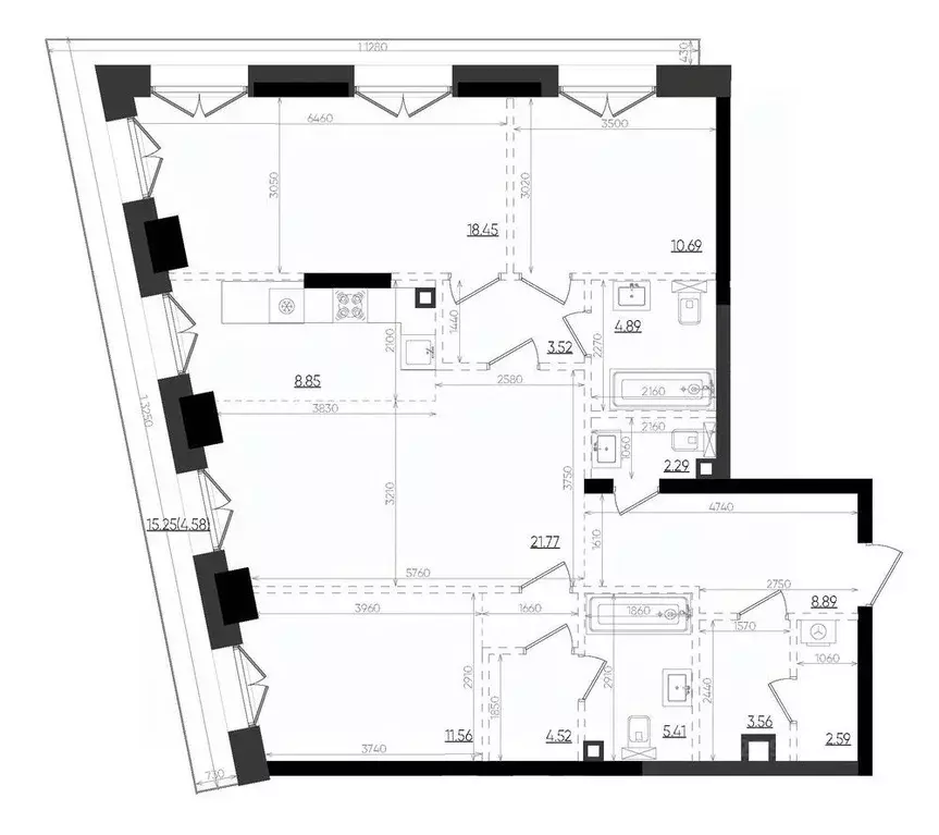 3-к кв. Татарстан, Казань Яналиф жилой комплекс (111.57 м) - Фото 1