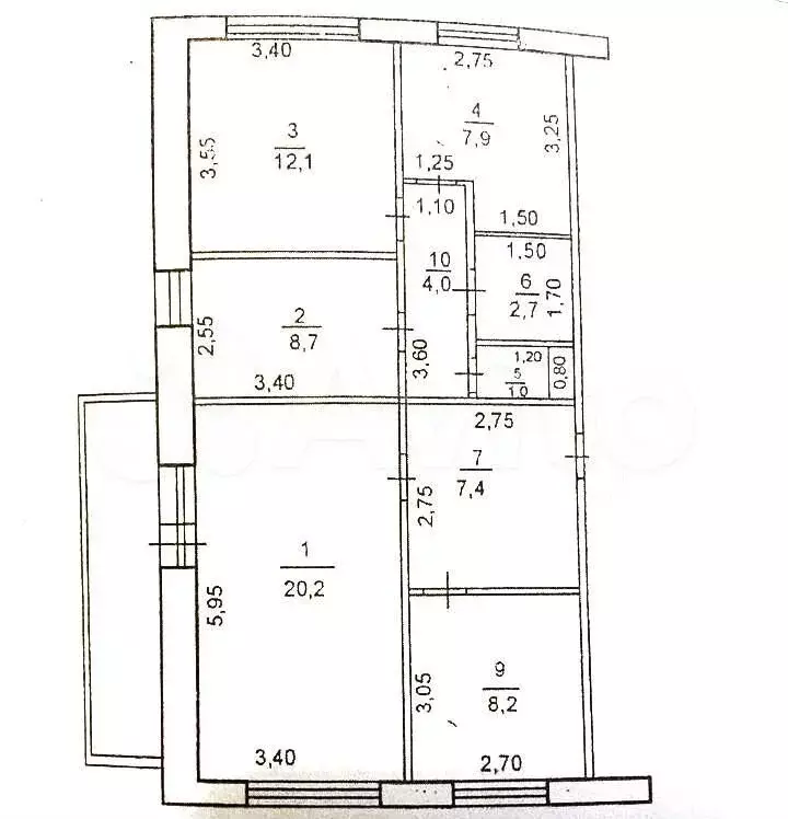 4-к. квартира, 72,2 м, 4/9 эт. - Фото 0