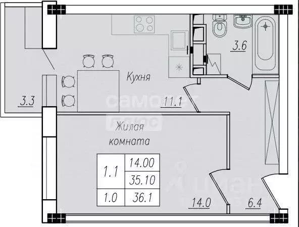 2-к кв. Курская область, Курск ул. Энгельса, 158 (54.7 м) - Фото 0