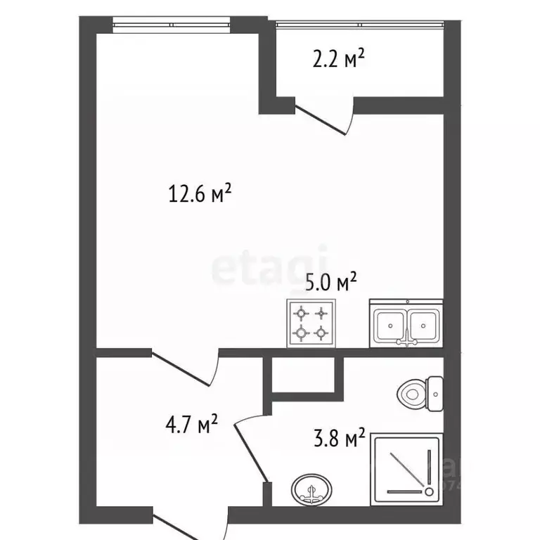Студия Санкт-Петербург ул. Чарушинская, 32 (28.5 м) - Фото 2