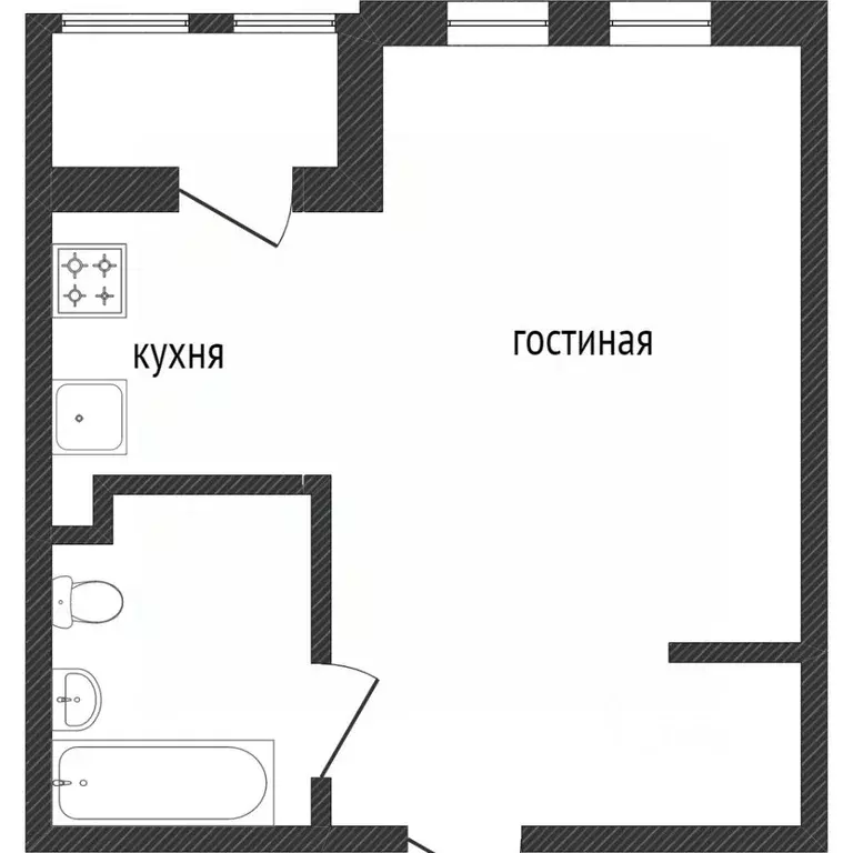 Студия Белгородская область, Белгород ул. Щорса, 8Мк1 (37.0 м) - Фото 1