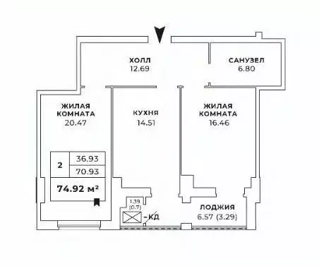 2-к кв. Ростовская область, Ростов-на-Дону Буденновский просп., 77 ... - Фото 2