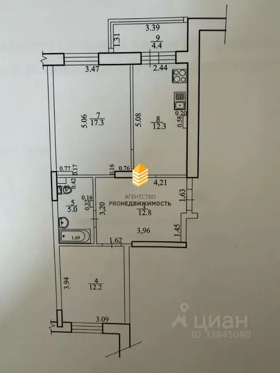 2-к кв. Башкортостан, Уфа Бакалинская ул., 25 (60.0 м) - Фото 1