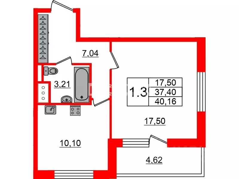 1-к кв. Санкт-Петербург Уральская ул., 21 (37.4 м) - Фото 1