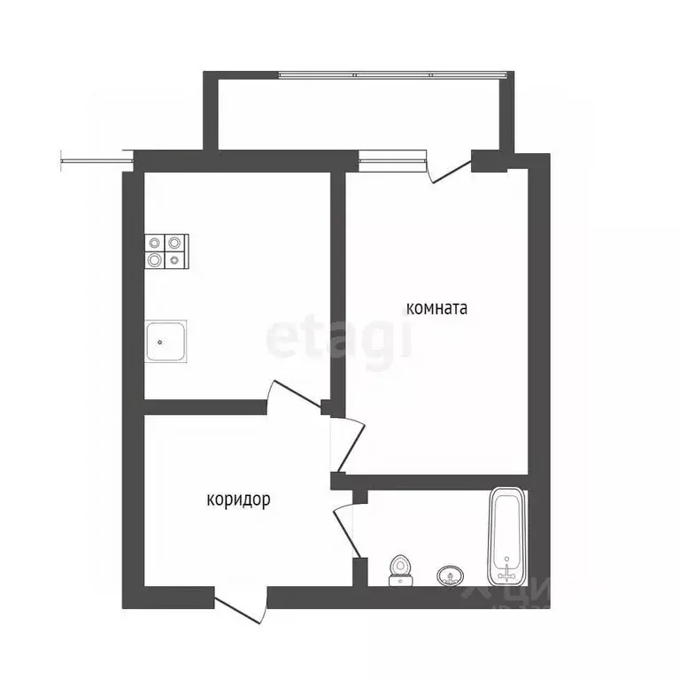1-к кв. Бурятия, Улан-Удэ Ключевская ул., 68 (32.9 м) - Фото 2