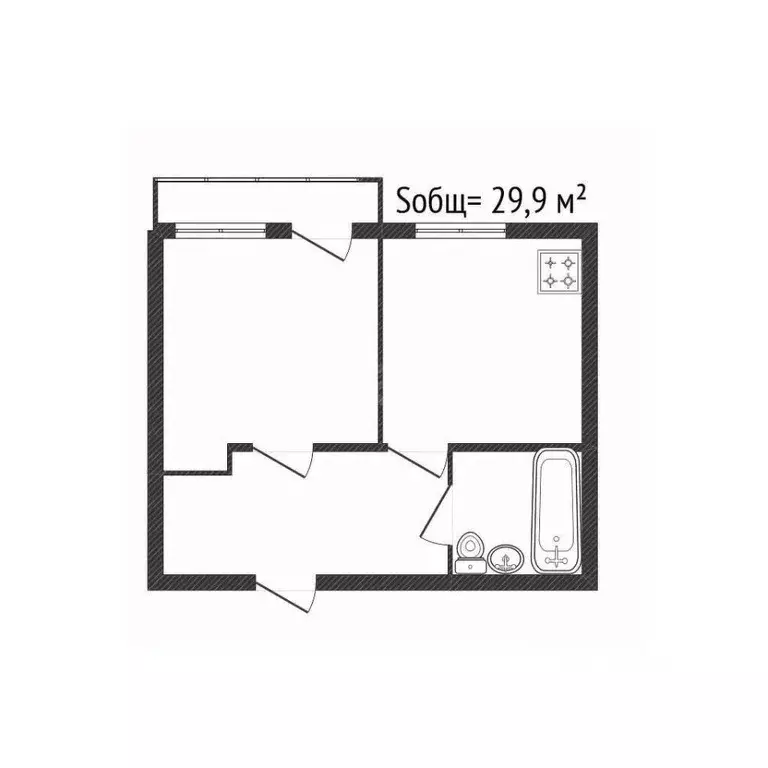 1-к кв. Брянская область, Погар рп ул. Октябрьская, 49 (29.9 м) - Фото 2