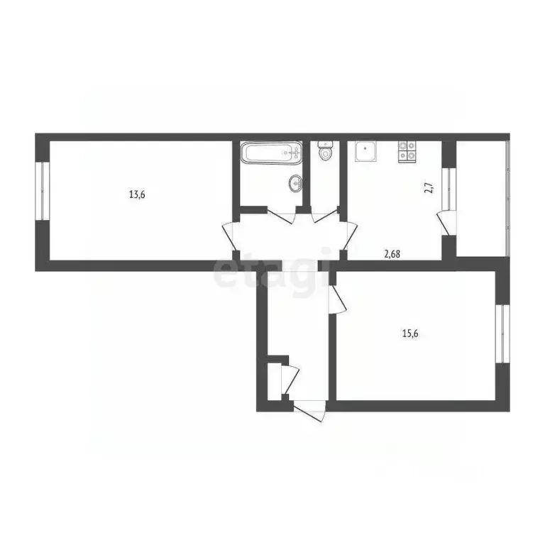 2-к кв. Тюменская область, Тюмень Ялуторовская ул., 23 (48.5 м) - Фото 2