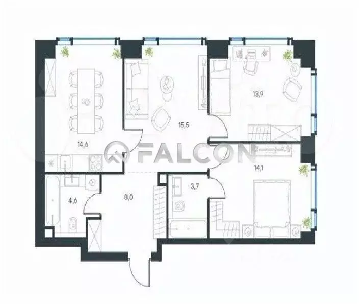 Свободной планировки кв. Москва Озерная ул., 1к2/4 (76.0 м) - Фото 2