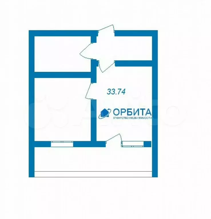 1-к. квартира, 33,7 м, 5/9 эт. - Фото 0