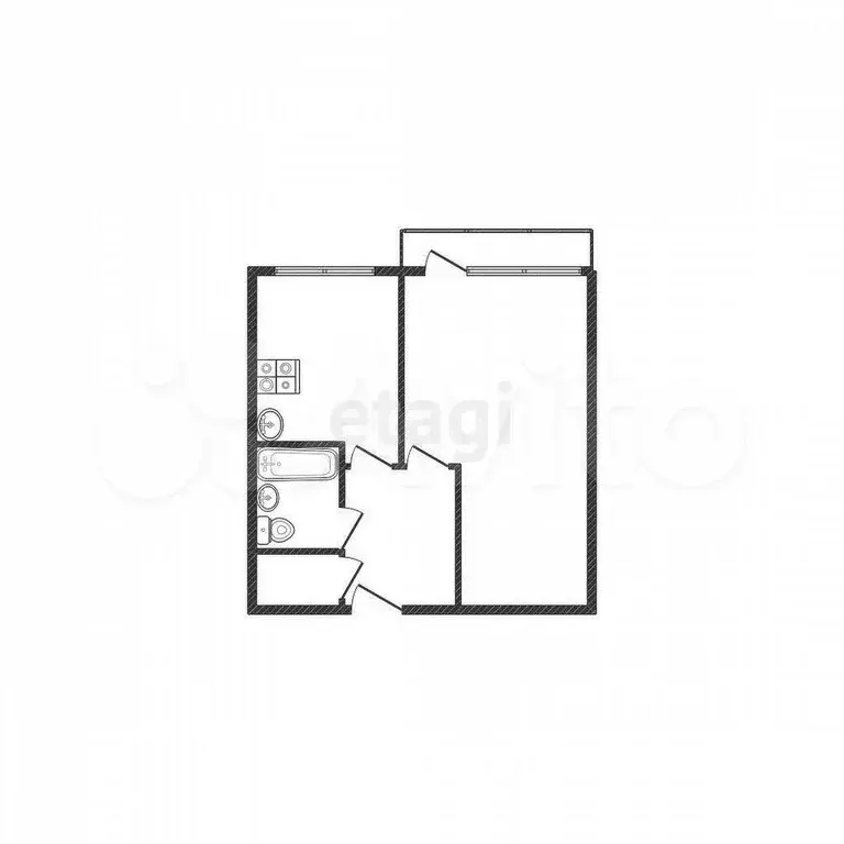 1-к. квартира, 24,9 м, 4/5 эт. - Фото 0