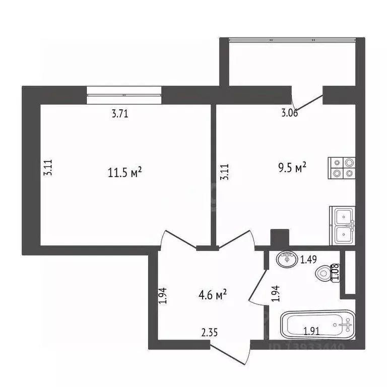 1-к кв. Тюменская область, Тюменский муниципальный округ, Богандинский ... - Фото 2
