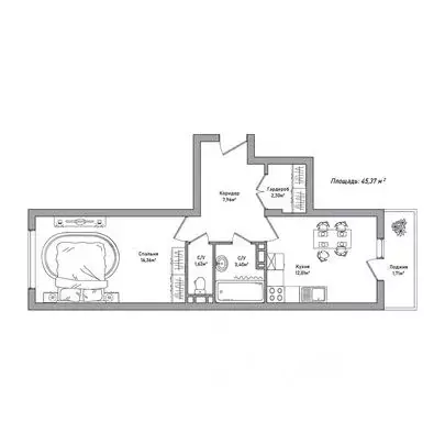 1-к кв. Ярославская область, Ярославль 2-й мкр,  (45.37 м) - Фото 1