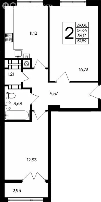 2-комнатная квартира: Евпатория, ЖК Сезоны (57.59 м) - Фото 1