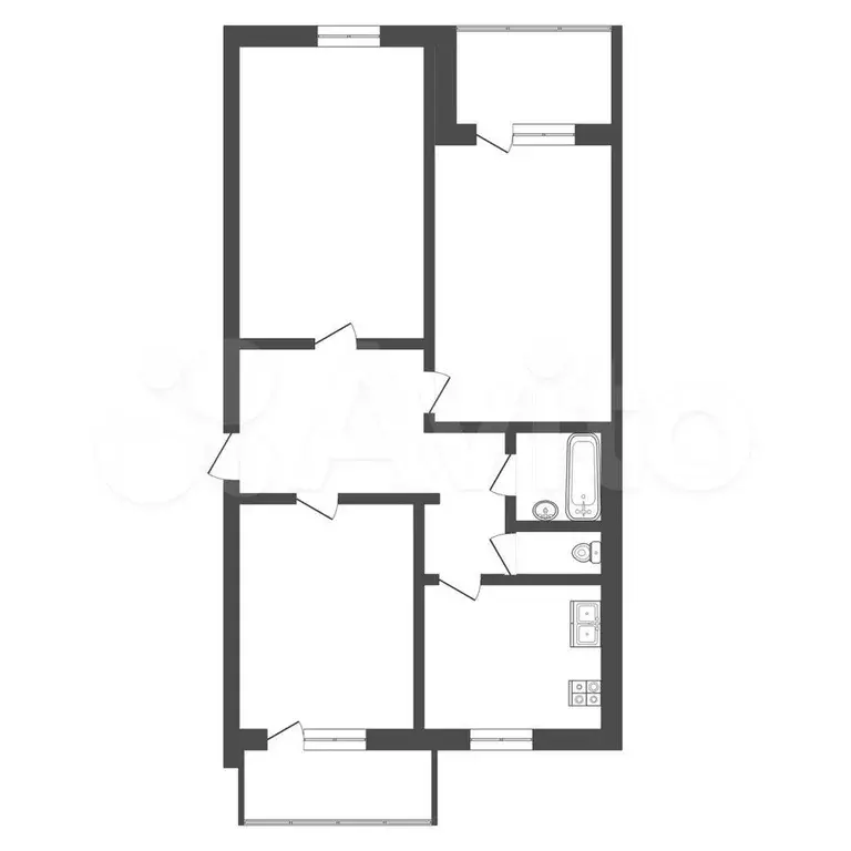 3-к. квартира, 81 м, 4/5 эт. - Фото 0