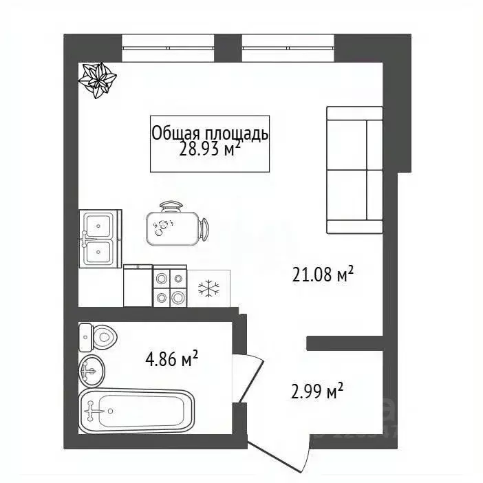 Студия Новосибирская область, Новосибирск Благовещенская ул., 48/1 ... - Фото 1