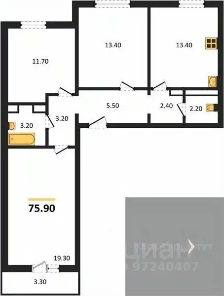 3-к кв. Воронежская область, Воронеж ул. Шидловского, 38 (75.9 м) - Фото 0