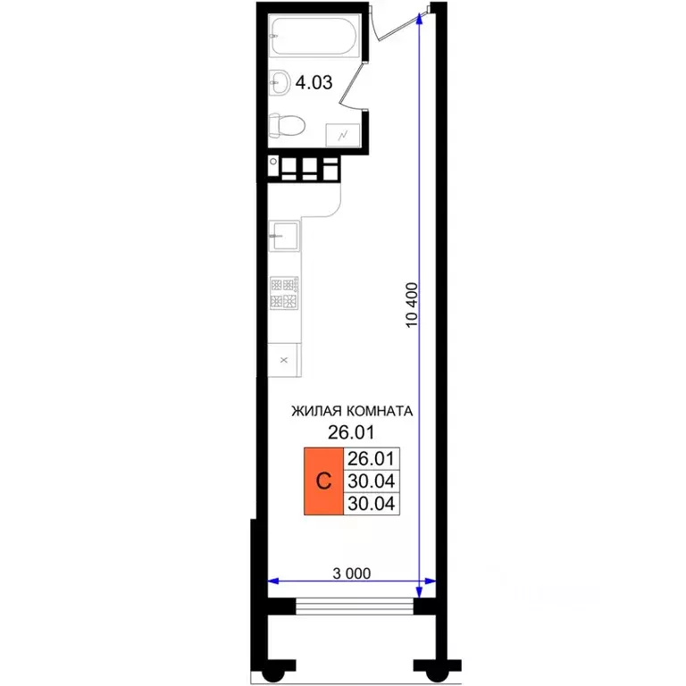 Студия Краснодарский край, Новороссийск 5-я Бригада мкр,  (30.04 м) - Фото 1