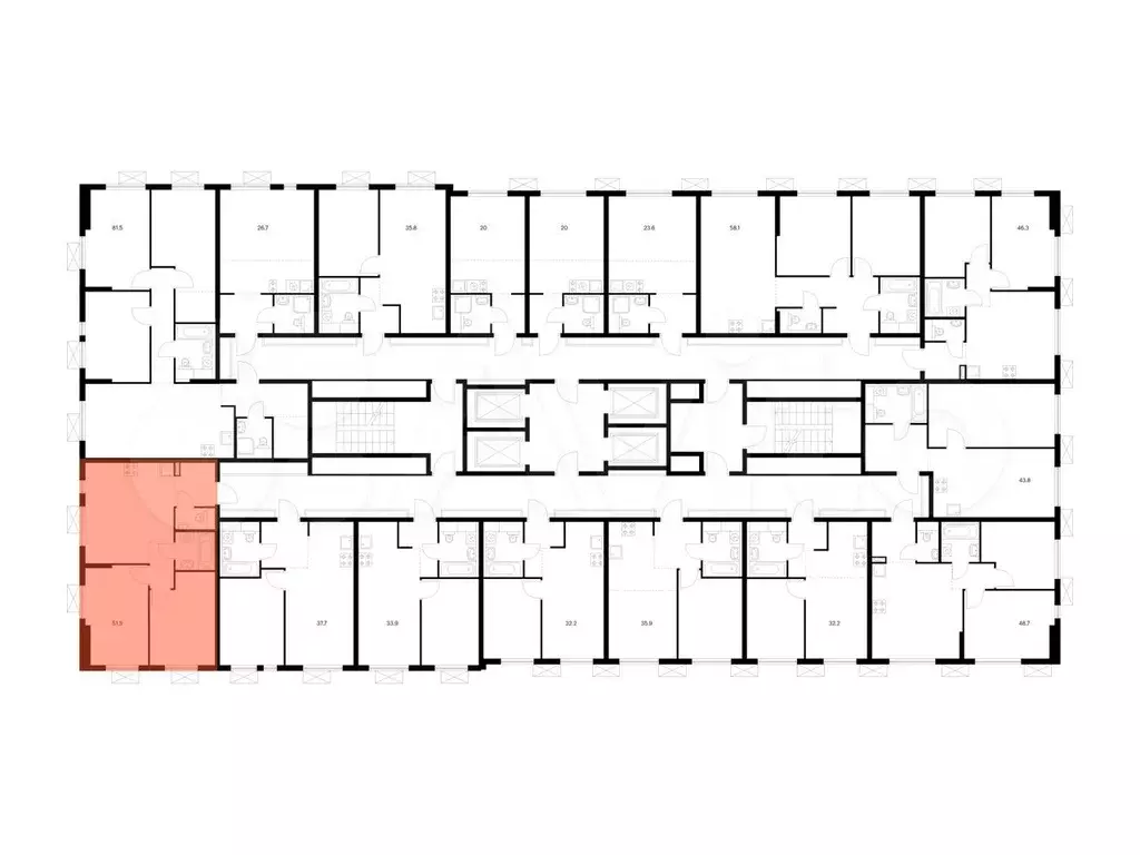 2-к. квартира, 51,5 м, 23/24 эт. - Фото 1