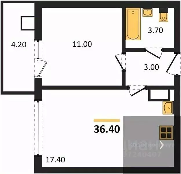 1-к кв. Воронежская область, Воронеж ул. Шибилкина, 5 (36.4 м) - Фото 0