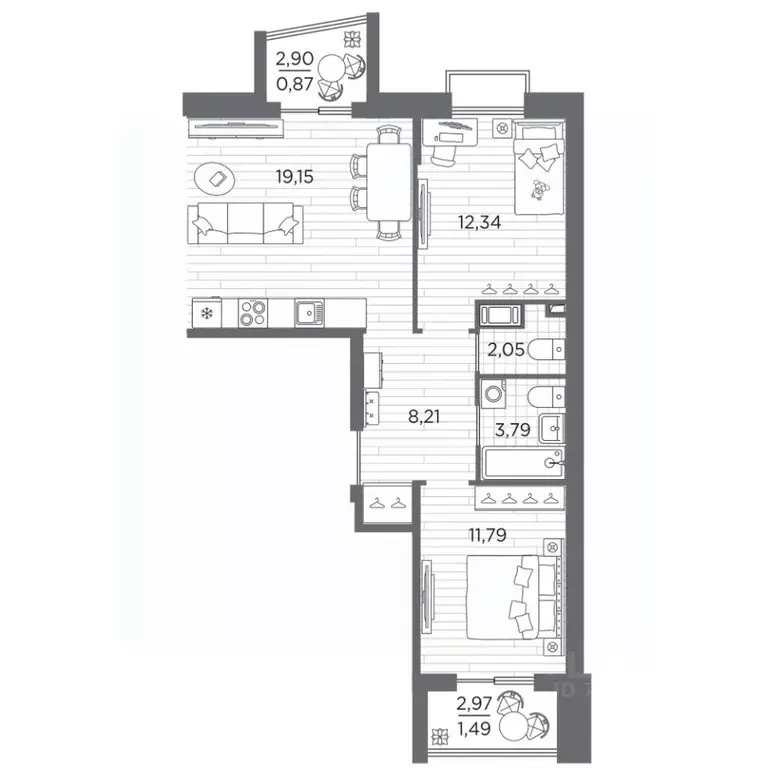 2-к кв. Санкт-Петербург Полюстровский просп., 87 (59.69 м) - Фото 1