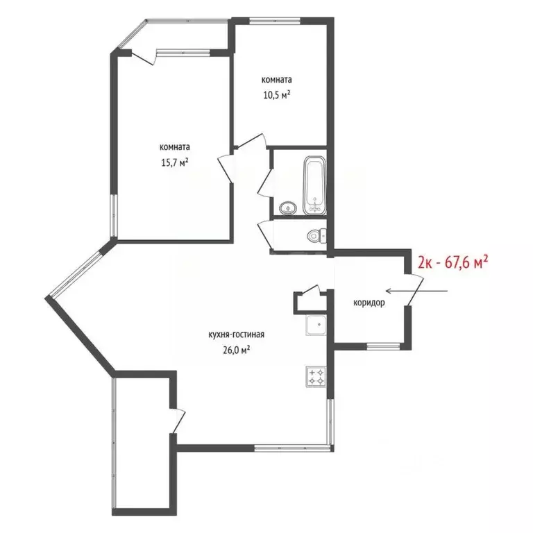 2-к кв. Свердловская область, Екатеринбург ул. Готвальда, 16 (67.6 м) - Фото 2