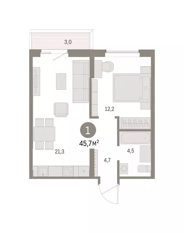 1-комнатная квартира: Курган, жилой район Центральный, ЖК Дом Кино ... - Фото 2