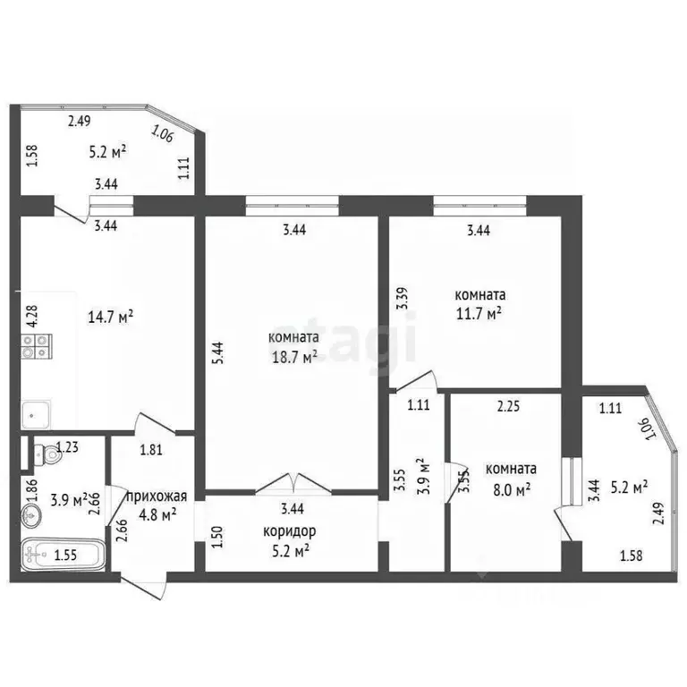 3-к кв. Ханты-Мансийский АО, Сургут ул. Рыбников, 33 (81.0 м) - Фото 1