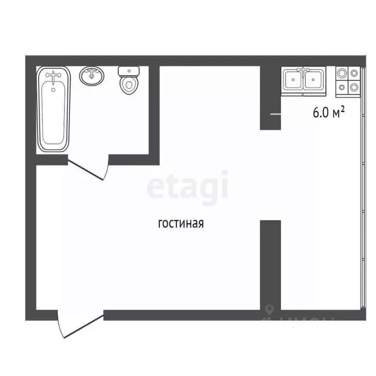 Студия Ростовская область, Ростов-на-Дону Кузнечная ул., 115 (17.0 м) - Фото 2