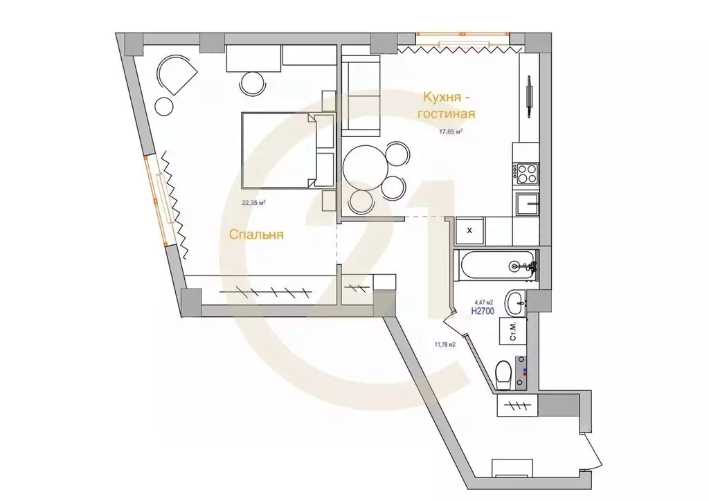 2-к кв. Пермский край, Пермь Красновишерская ул., 39 (57.6 м) - Фото 2