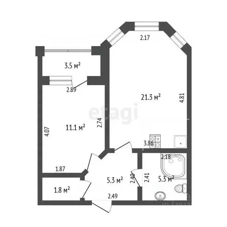 1-к кв. Тюменская область, Тюмень ул. Циолковского, 7к1 (44.8 м) - Фото 2