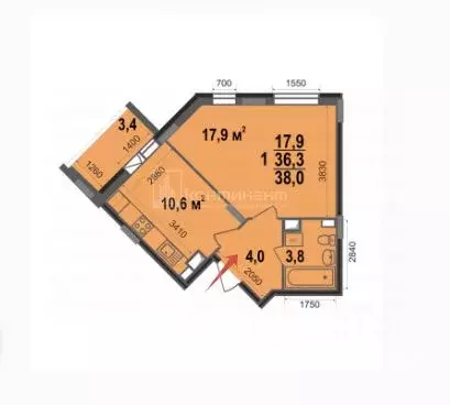 1-к кв. Владимирская область, Владимир ул. Смоленская, 3 (38.0 м) - Фото 1
