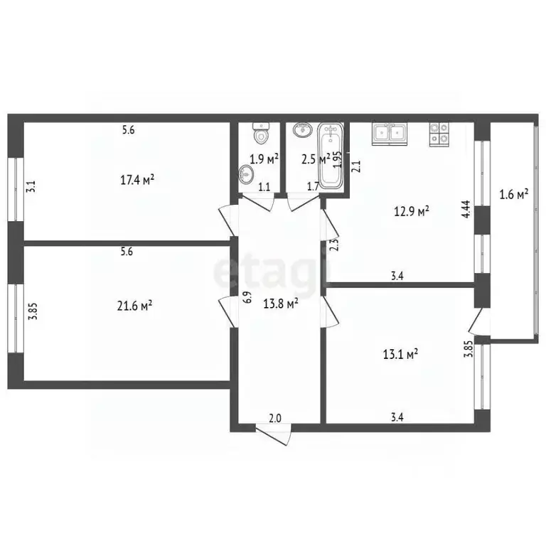 3-к кв. Мордовия, Саранск Коммунистическая ул., 73 (83.2 м) - Фото 2