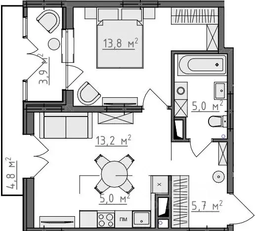 1-к кв. Владимирская область, Владимир Сновицы-Веризино мкр,  (46.09 ... - Фото 2
