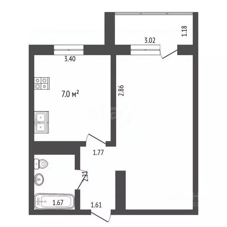 1-к кв. Оренбургская область, Оренбург Транспортная ул., 14/3 (37.0 м) - Фото 2