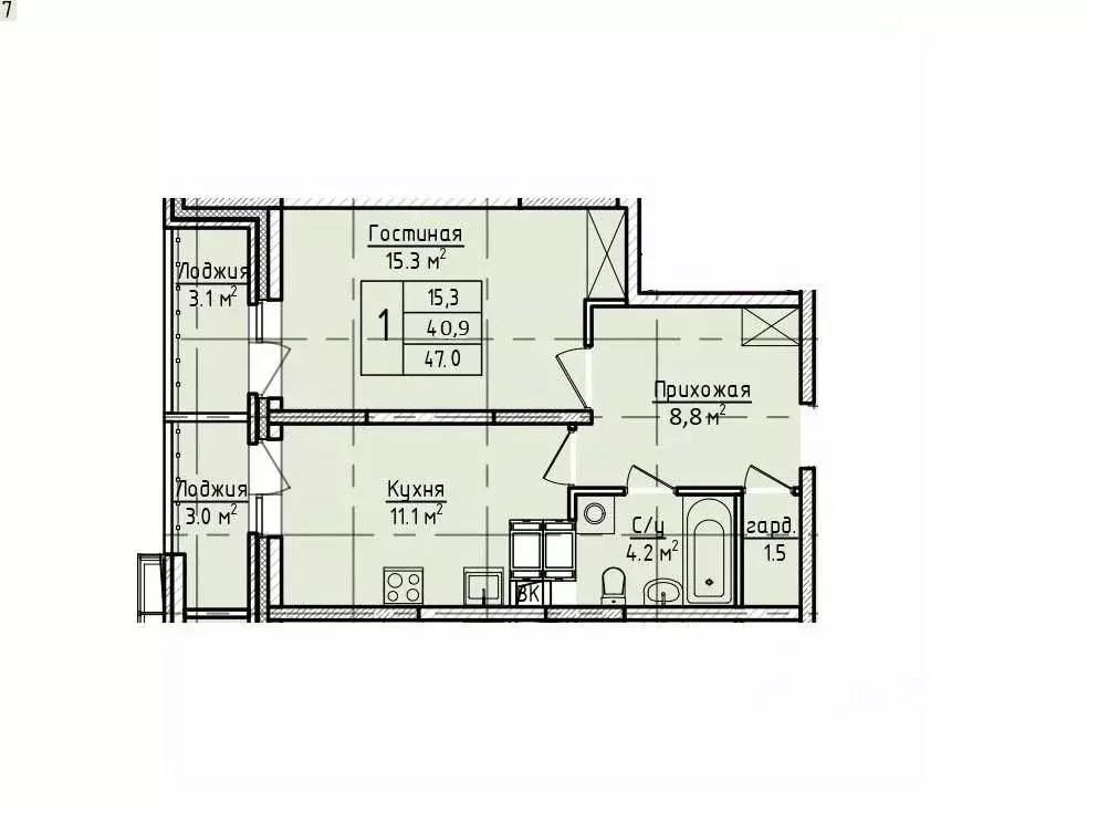1-к кв. Московская область, Щелково пер. 1-й Советский, 20 (47.0 м) - Фото 1