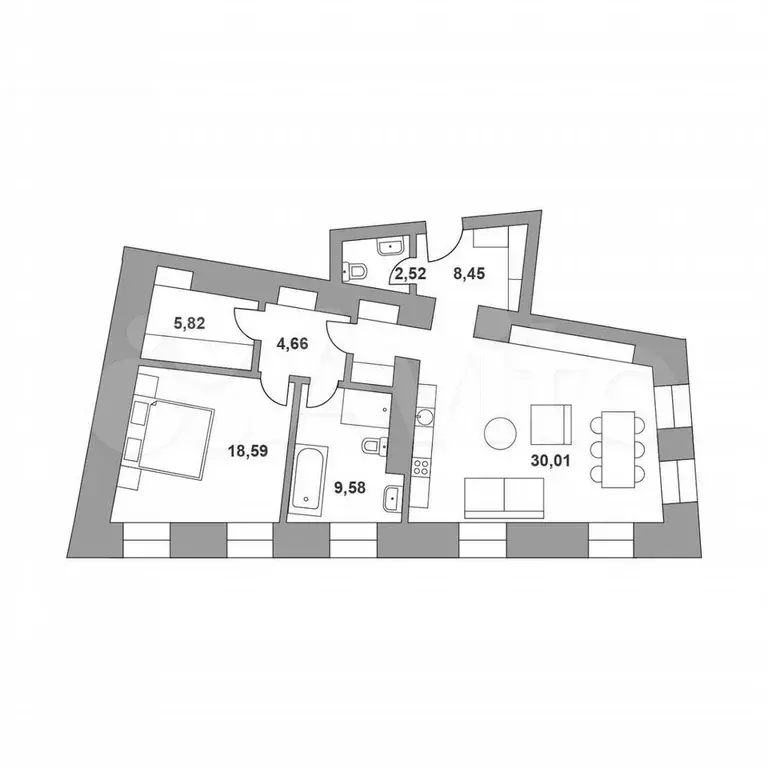 2-к. квартира, 85 м, 2/5 эт. - Фото 0