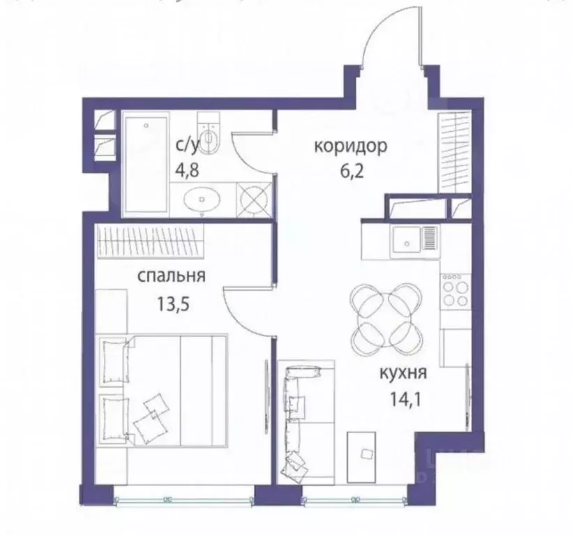 1-к кв. Москва ул. Нижние Мневники, 7 (38.6 м) - Фото 1