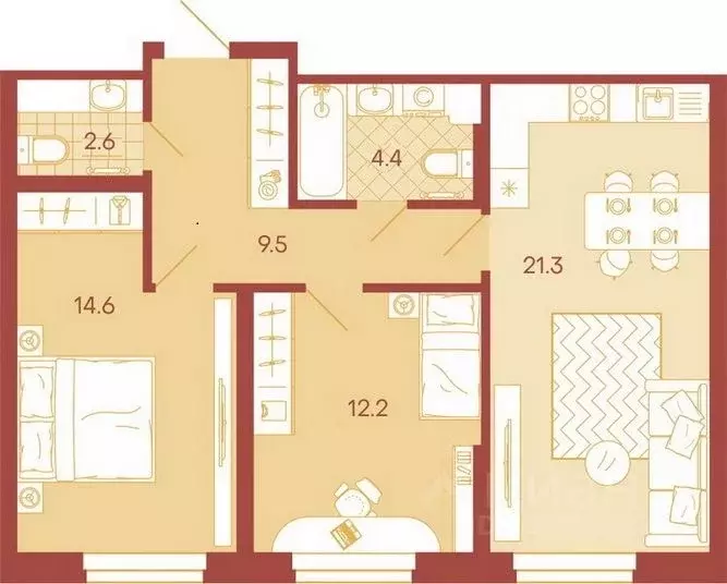 3-к кв. Пензенская область, Пенза ул. Минская, 25 (63.0 м) - Фото 1