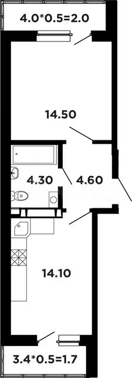 1-к. квартира, 44,7м, 20/20эт. - Фото 0