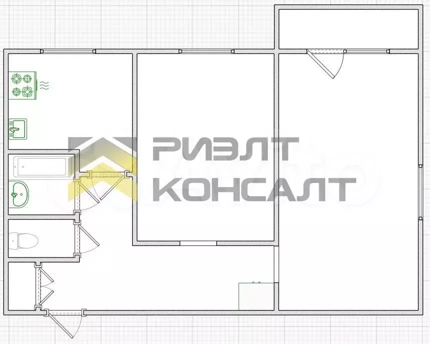 2-к. квартира, 47,7 м, 4/9 эт. - Фото 0