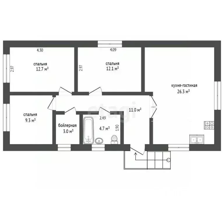 Дом в Тюменская область, Тюмень проезд Бахчисарайский (84 м) - Фото 2