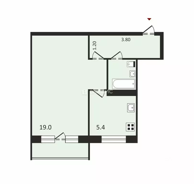 1-к кв. Липецкая область, Липецк просп. Победы, 55 (31.9 м) - Фото 2
