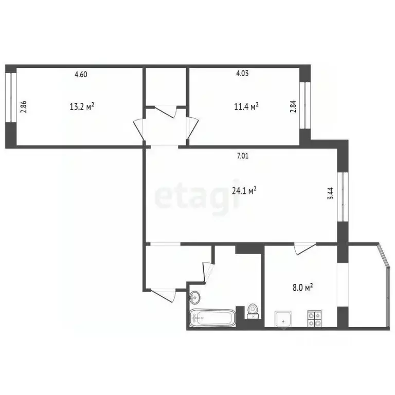 3-к кв. Ханты-Мансийский АО, Сургут ул. Крылова, 35 (70.0 м) - Фото 1