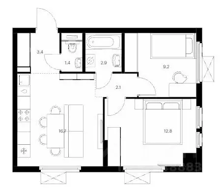 2-к кв. Московская область, Мытищи Ярославское ш., 120Бк2 (48.5 м) - Фото 2