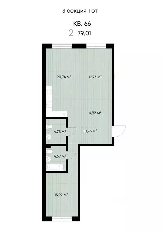 2-к кв. Иркутская область, Иркутск ул. Лебедева-Кумача (79.01 м) - Фото 0