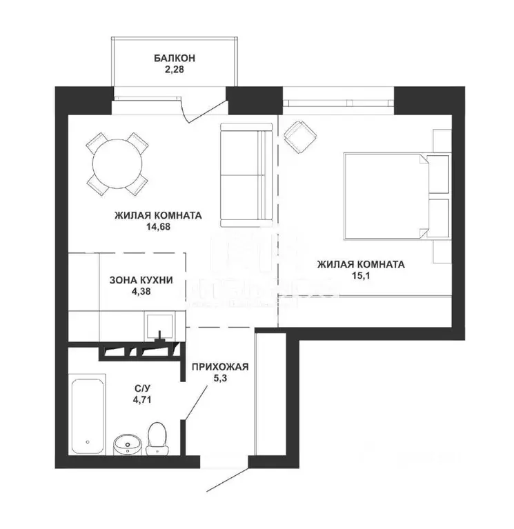 2-к кв. Новосибирская область, Новосибирск Дачное ш., 22/1 (44.17 м) - Фото 1