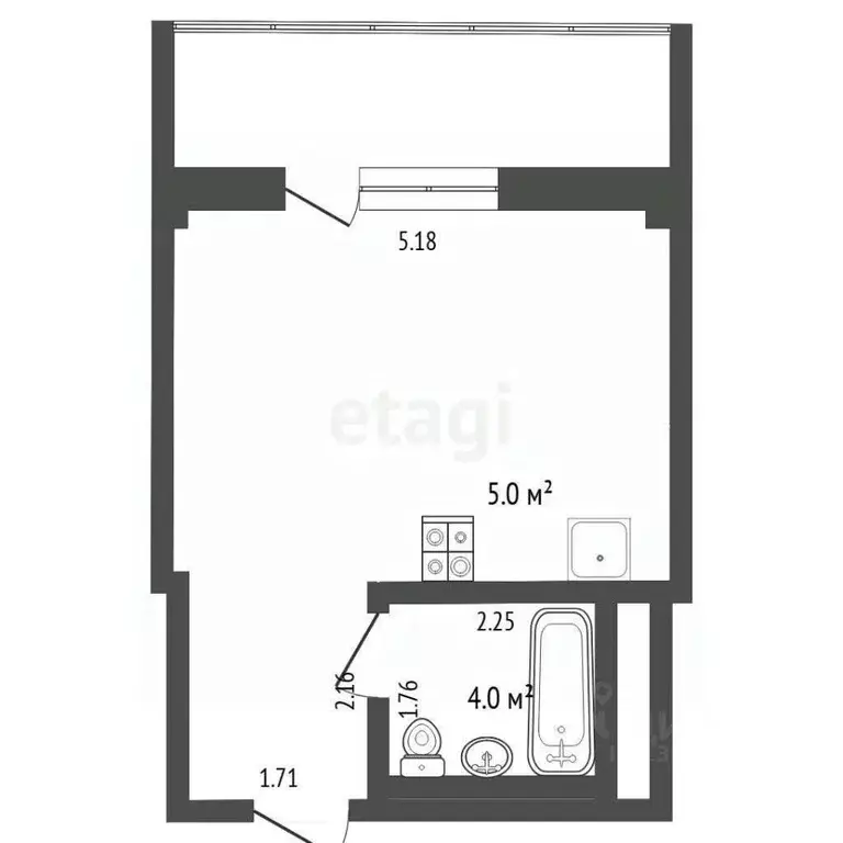 Студия Тюменская область, Тюмень Кремлевская ул., 112к1 (26.3 м) - Фото 1